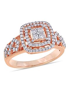 Amour 14K Pink Gold 1/2 CT TDW Diamond Halo Ring