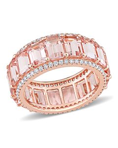 Amour 14k Pink Gold 5/8 CT Diamond TW And 9 1/3 CT TGW Morganite Eternity Ring