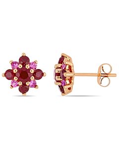 Amour-14k-Rose-Gold-1-3-4-CT-TGW-Ruby-and-Pink-Sapphire-Clustered-Star-Stud-Earrings