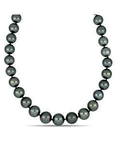 AMOUR 11-13 Mm Black Tahitian Pearl Strand with 14K White Gold Diamond Ball Clasp