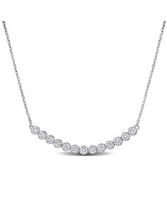 AMOUR 1/2 CT TDW Diamond Bezel-set Bar Necklace In 14K White Gold
