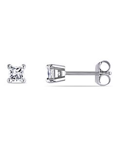 AMOUR 1/3 CT TW Princess Cut Diamond Stud Earrings In 14K White Gold