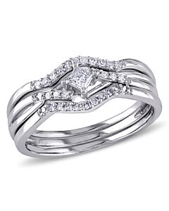 Amour 14K White Gold 1/4 CT TDW Diamond Bridal Set Ring