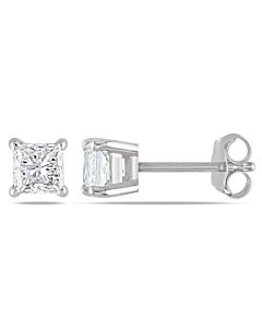 AMOUR 3/4 CT TW Princess Cut Diamond Stud Earrings In 14K White Gold