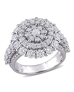 Amour 14k White Gold 3 CT TW Diamond Cluster Ring