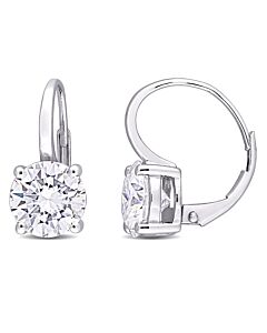 AMOUR 4 CT DEW Created Moissanite Leverback Earrings In 14K White Gold