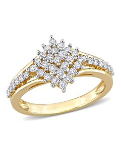Amour 14k Yellow Gold 1/2 CT TDW Diamond Cluster Ring