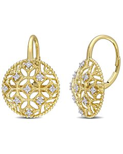 AMOUR 1/5 CT TW Diamond Lace Leverback Earrings In 14K Yellow Gold