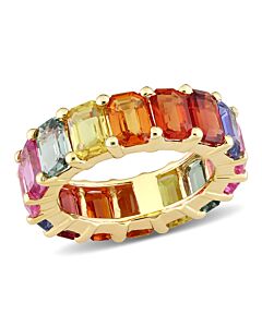 Amour 14k Yellow Gold 11 1/5 CT TGW Multi Color Sapphire Eternity Ring