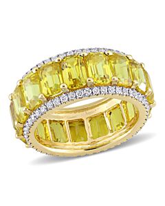 Amour 14k Yellow Gold 5/8 CT Diamond TW And 11 7/8 CT TGW Yellow Sapphire Eternity Ring