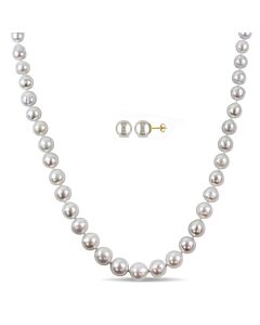 Amour 14k Yellow Gold 9-11mm, 9-10mm South Sea Cultured Pearl Necklace Set