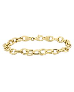 Amour 14K Yellow Gold Double Oval Link Bracelet w/ Lobster Clasp