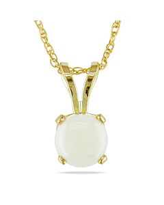 AMOUR Opal Solitaire Pendant with Chain In 14K Yellow Gold