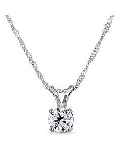 AMOUR 1/2 CT TW Diamond Solitaire Pendant with Chain In 14K White Gold