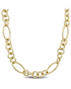AMOUR 18 Inch Fancy Link Necklace In Yellow Plated Sterling Silver