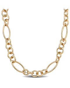AMOUR Fancy Link Necklace In Yellow Plated Sterling Silver
