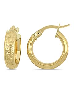 Amour 15mm Textured Hoop Earrings in 10k Yellow Gold