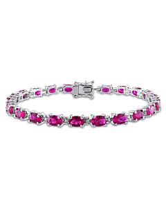 AMOUR 16 1/2 CT TGW Created Ruby Bracelet In Sterling Silver