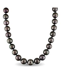 AMOUR 18in 10-13mm Graduated Tahitian Pearl Necklace W/ 14Kw 10mm Corrugated Ball Clasp