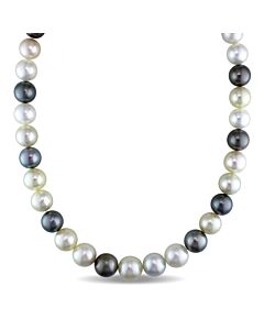 AMOUR 11-13 Mm Multi-colored South Sea and Tahitian Pearl Strand Necklace with 14K Yellow Gold Clasp