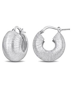 AMOUR 18.5 Mm Matte Textured Huggie Earrings In Sterling Silver