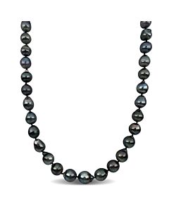AMOUR 8-10mm Black Tahitian Cultured Pearl Necklace In Sterling Silver