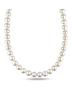 AMOUR 9.5-10 Mm White Cultured Akoya Pearl Strand with 14K Yellow Gold Ball Clasp