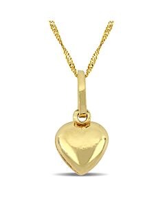 AMOUR Heart Charm Pendant with Chain In 18k Yellow Gold