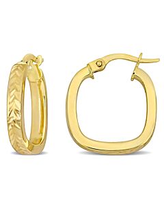 AMOUR 19mm Textured Square Hoop Earrings In 10K Yellow Gold
