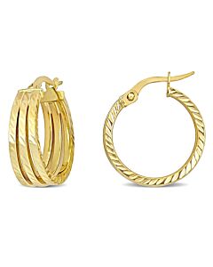 AMOUR 19mm Triple Row Textured Hoop Earrings In 14K Yellow Gold