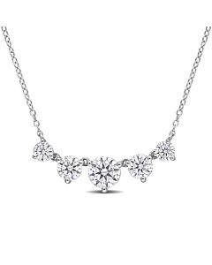 AMOUR 2 1/2 CT DEW Created Moissanite Heart Necklace In Sterling Silver