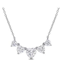 AMOUR 2 1/2 CT DEW Created Moissanite Multi-heart Necklace In Sterling Silver