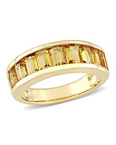 Amour 2 1/3 CT TGW Baguette-Cut Citrine Semi-Eternity Anniversary Band in Sterling Silver