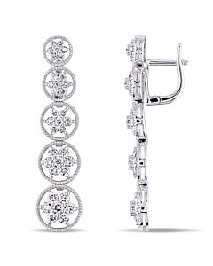AMOUR 2 1/4 CT TW Diamond Graduated Star-in-circle Journey Earrings In 18k White Gold