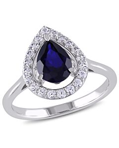 Amour 2 1/5 CT TGW Created Blue Sapphire and Created White Sapphire Ring in Sterling Silver