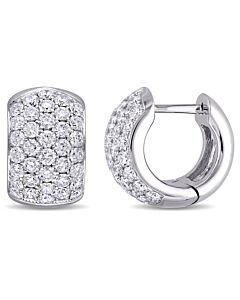 AMOUR 2 1/8 CT TW Diamond Dome Hoop Earrings In 18k White Gold