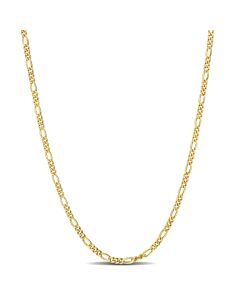 AMOUR 2.2mm Figaro Chain Necklace In Yellow Plated Sterling Silver, 20 In