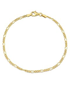 AMOUR 2.2mm Figaro Chain Bracelet In Yellow Plated Sterling Silver, 7.5 In