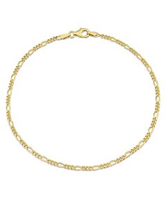 AMOUR 2.2mm Figaro Chain Bracelet In Yellow Plated Sterling Silver, 9 In