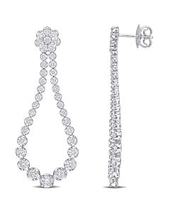 AMOUR 2 3/4 CT TDW Diamond Floral Teardrop Earrings In 14K White Gold