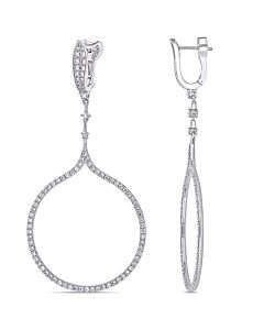 AMOUR 2 3/5 CT TW Diamond Circle Dangle Earrings In 14K White Gold