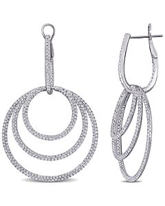 AMOUR 2 3/5 CT TW Diamond Interlinked Circular Cuff Earrings In 14K White Gold