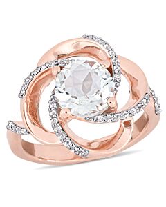 Amour 2 3/5 CT TGW White Topaz Ring in Pink Silver
