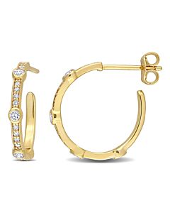 AMOUR 2/5 CT TDW Diamond Open Hoop Earrings In 10K Yellow Gold