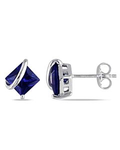 AMOUR Created Blue Sapphire Stud Earrings In Sterling Silver