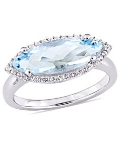 Amour 2 7/8 CT TGW Sky Blue Topaz and White Topaz Cocktail Ring Silver