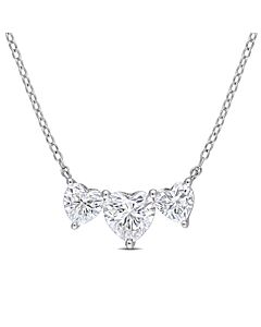 AMOUR 2 CT DEW Created Moissanite Triple-heart Necklace In Sterling Silver
