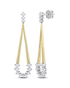AMOUR 2 CT TDW Diamond Dangle Earrings In 14K 2-Tone White and Yellow Gold