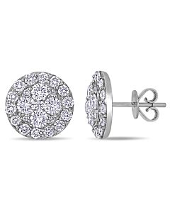 AMOUR 2 CT TW Diamond Cluster Disc Earrings In 14K White Gold