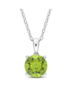 Amour 2 CT TGW Peridot Solitaire Heart Design Pendant with Chain in Sterling Silver